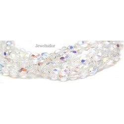 NEW! 50 Preciosa Clear Crystal AB Firepolished Oval Glass Beads 8x6mm ~ For Stylish Jewellery Making